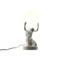 Bureaulamp Home ESPRIT Wit Gouden Hars Plastic 220 V 14 x 14 x 32 cm - thumbnail