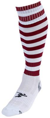 Precision voetbalsokken Hooped unisex nylon wit/donkerrood