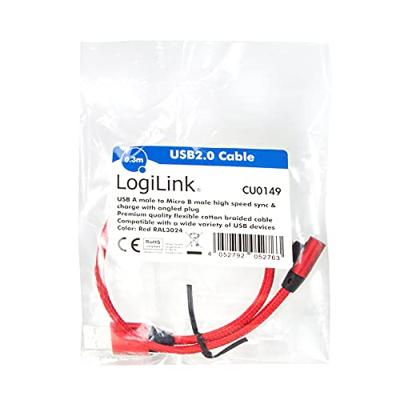 LogiLink CU0149 USB-kabel 0,3 m 2.0 USB A Micro-USB A Rood
