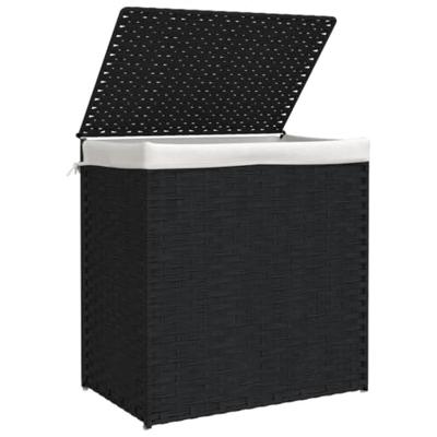VidaXL Wasmand met 2 vakken 53x35x57 cm poly rattan zwart