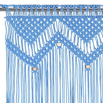 VidaXL Gordijn macramé 140x240 cm katoen blauw VidaXL Gordijn macramé 140x240 cm katoen blauw
