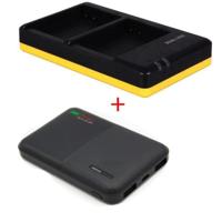 Powerpakket Deluxe: EN-EL14 duo oplader + 5000mAh Powerbank voor 2 Nikon accu's EN-EL14/EN-EL14A - thumbnail