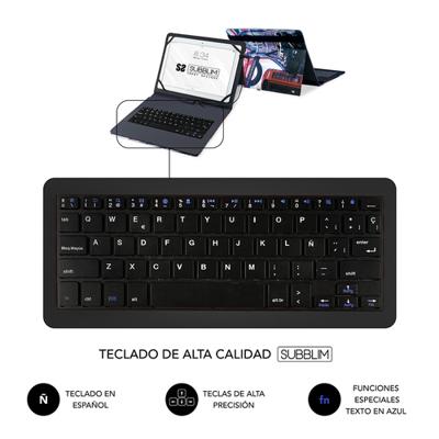 SUBBLIM KeyTab USB England beschermhoes met toetsenbord tablet 10,1 inch microUSB adapter type C klapsluiting