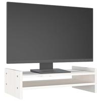 Monitorstandaard 50x27x15 cm massief grenenhout wit - thumbnail
