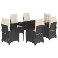 7-delige Tuinset met kussens poly rattan zwart - thumbnail