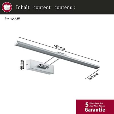 Paulmann Beam Sixty 99896 LED-schilderijlamp 11 W Warmwit Nikkel (geborsteld) - thumbnail