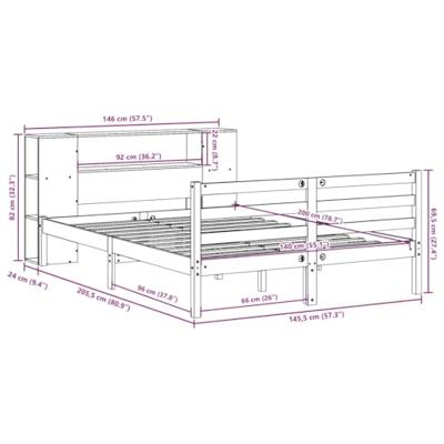 Bed met boekenkast zonder matras massief grenenhout 140x200 cm - thumbnail