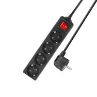 ACT Connectivity stekkerdoos met lichtgevende schakelaar, 4 sockets, 2 m, zwart stekkerdoos (zwart) - thumbnail
