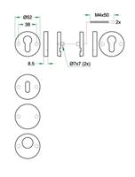 Cilinderrozet paar PL rvs mat - thumbnail