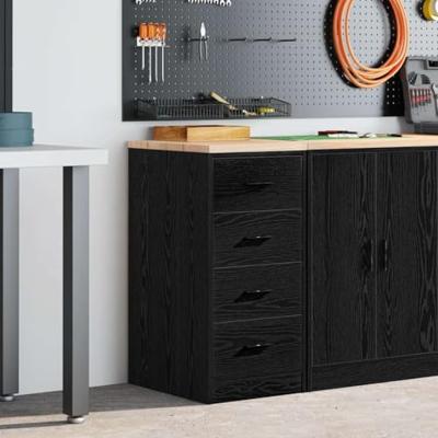 Garagekast 40x51x85 cm massief grenenhout zwart