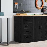 Garagekast 40x51x85 cm massief grenenhout zwart - thumbnail