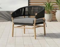 Denver coffee chair anthracite alu/rope anthracite/acacia teak look Eurofar - Eurofar - thumbnail