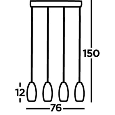 Searchlight Eetkamer hanglampCyclone grijs met helder glas - 97292-4CL