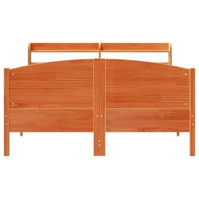 Bedframe zonder matras massief grenenhout wasbruin 120x190 cm