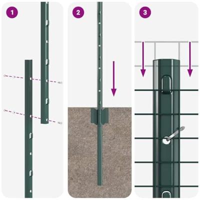 VidaXL Hek met paal groen 1,4 x 10 m staal en pvc