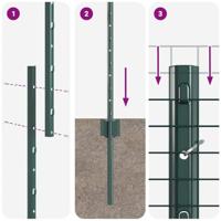 VidaXL Hek met paal groen 1,2 x 10 m staal en pvc - thumbnail