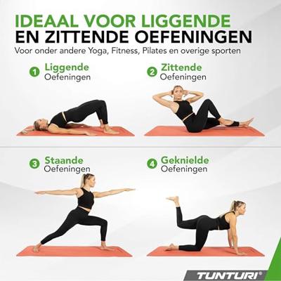 Tunturi Yogamat 8mm | Pilates mat | Fitnessmat | 183 x 61 x 0,8 cm | Incl Draagtas | Anti Slip en Eco | Rosé Goud