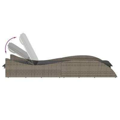Ligbed met kussen 60x205x73 cm poly rattan grijs - thumbnail