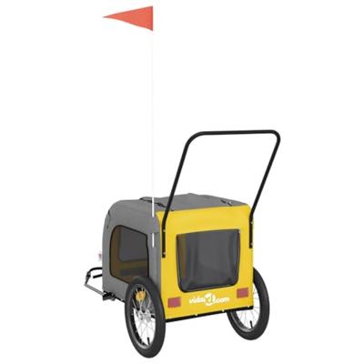 Hondenfietstrailer oxford stof en ijzer geel en grijs - thumbnail