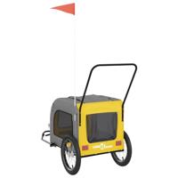 Hondenfietstrailer oxford stof en ijzer geel en grijs - thumbnail