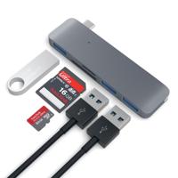 SATECHI Aluminium Type-C USB 3.0 3-in-1 Combo Hub Adapter - 3 USB 3.0 Poorten En Micro/SD Kaartlezer - Voor M2/ M1 Macbook Pro/Air, M2/ M1 iPad Pro/Air, M2 Mac Mini, iMac M1 (Spacegrijs) - thumbnail