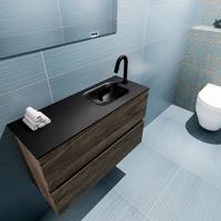 MONDIAZ ADA 80cm toiletmeubel dark brown. LEX wastafel urban rechts 1 kraangat - thumbnail