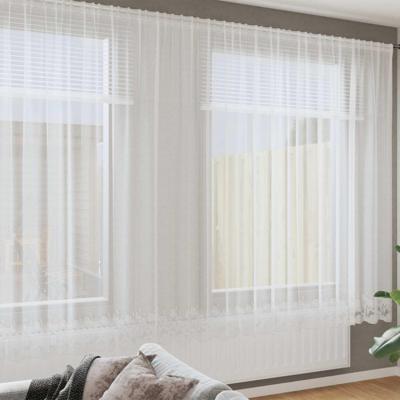 VidaXL Kantgordijn met gordijnen bloemen wit 245 x 750 cm polyester VidaXL Kantgordijn met gordijnen bloemen wit 245 x 750 cm polyester