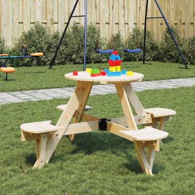Picknicktafel voor 4 kinderen met parasolgat rond vurenhout Picknicktafel voor 4 kinderen met parasolgat rond vurenhout