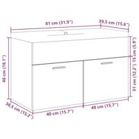 Wastafelkast met ingebouwde wasbak sonoma eikenkleurig - thumbnail