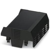 PHOENIX CONTACT EH 90 F-C SS/ABS BK9005 Draagrailbehuizing, bovendeel, plat ontwerp, eenzijdige aansluitopening met ventilatiesleuven, 90,1 mm breed, 74,65 mm hoogte, 36,95 mm diepte, zwart, 10 stuks - thumbnail