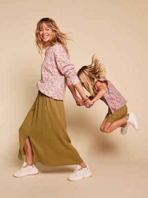 Lange rok van katoengaas olijf