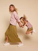 Lange rok van katoengaas olijf - thumbnail