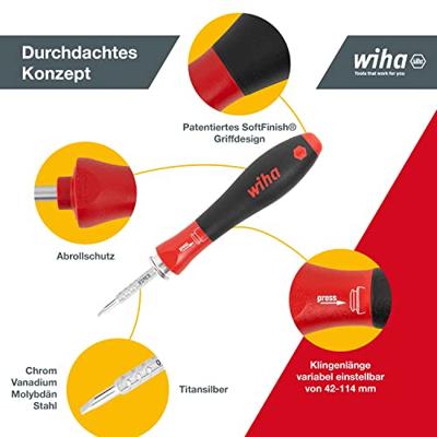 Wiha 269T4 Schroevendraaier met wisselschachtenset SYSTEM 4 Sleufkop, Phillips, 5-delig incl. roletui - 00613 - thumbnail