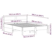 Bedframe met hoofdbord massief grenenhout wasbruin 120x200 cm - thumbnail