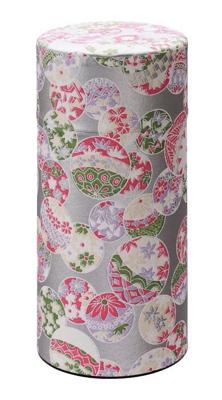 Roestvrij Stalen Theeblik - Tokyo Design Studio - Zilver Bloemen - 200gr 7.4x15.5cm