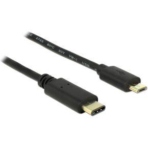 Delock USB-kabel USB 2.0 USB-micro-B stekker, USB-C stekker 2.00 m Zwart 83334
