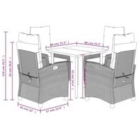 5-delige Tuinset met kussens poly rattan lichtgrijs - thumbnail