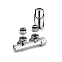 Onderblok Radiator Set Plieger Valvola Design Haaks Chroom - thumbnail