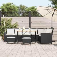 4-delige Tuinbankstel met kussens L-vormig poly rattan zwart - thumbnail