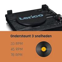 Lenco Riemaandrijving houten platenspeler met Bluetooth-ontvangst en 2 externe luidsprekers - LS-101BK - thumbnail