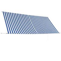 VidaXL Luifel uittrekbaar 350x150 cm blauw en wit - thumbnail
