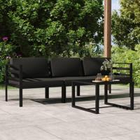 4-delige Loungeset met kussens aluminium antracietkleurig - thumbnail