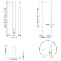 Console tafelpoten 2 st T-vormig 25x28x(72-73) cm staal wit - thumbnail