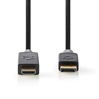 DisplayPort-Kabel | DisplayPort Male | HDMI Connector | 4K@30Hz | Verguld | 1.0 m | Rond | PVC | Antraciet - thumbnail