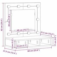 Spiegelkast met plank artisanaal eikenkleurig 62 x 31.5 x 62 cm - thumbnail