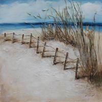 Schilderij -Handgeschilderd - Noordzee - blauw bruin - 100x100cm - thumbnail