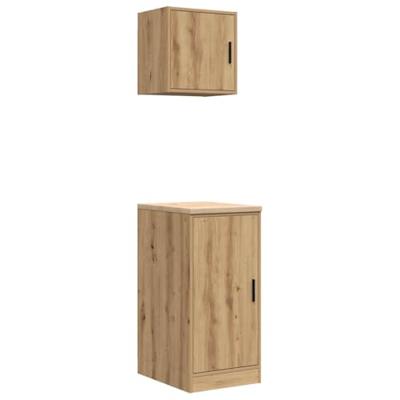 VidaXL Garagekasten 2 st bewerkt hout ambachtelijk eikenhout VidaXL Garagekasten 2 st bewerkt hout ambachtelijk eikenhout