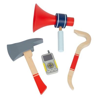 Small Foot brandweerman rugzak met houten brandweer attributen, 8dlg.