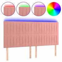 Hoofdbord LED 160x5x118/128 cm fluweel roze - thumbnail