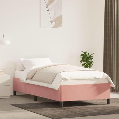 Bedframe fluweel roze 90x190 cm Bedframe fluweel roze 90x190 cm
